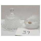 Butter keeper and egg dish - avon / fostoria Butter keeper and egg dish - avon / fostoria