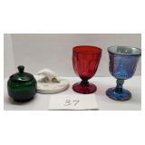 Carnival Glass/ honey jar lot plus Carnival Glass/ honey jar lot plus