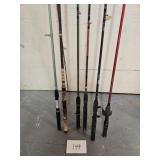 Fishing pole and rods lot Fishing pole and rods lot