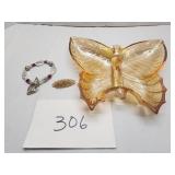 Mother jewelry lot plus carnival dish Mother jewelry lot plus carnival dish