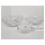 Crystal bowls plus creamer Crystal bowls plus creamer