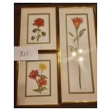 3 floral signed wall pictures 3 floral signed wall pictures