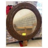 CIRCULAR VINTAGE MIRROR; 52x2x62 HEAVY WOOD