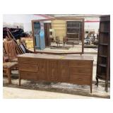 VINTAGE LONG DRESSER WITH MIRROr; 72x19x65