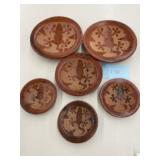 (6) PC RED CLAY TERRA COTTA GECKO PLATES/BOWLS