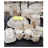 Tienshaw stoneware teddy bear set 14 pc