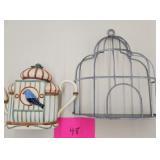 Bluebird teapot cookie jar / cage wall decor