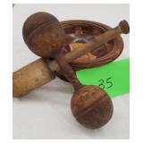 Handmade wooden mortar and pestle