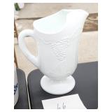 Milk glass Grape Harvest pitcher 10"