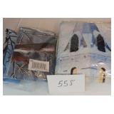 Shower curtains, quilted throw Shower curtains, quilted throw