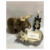 Reindeer Coin Bank; Cat Glass Decor; & More