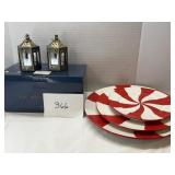 (8) PC MINI LANTERN & PEPPERMINT TIER PLATES (8) PC MINI LANTERN & PEPPERMINT TIER PLATES