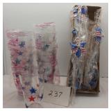 Patriotic Plastic Large Tumblers 12, box of small Patriotic Plastic Large Tumblers 12, box of small