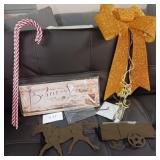 Miscellaneous Lot bow, candy canes, sign, horse & Miscellaneous Lot bow, candy canes, sign, horse &