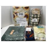 TABLE CLOTH; BURP CLOTH; OVEN MITTS & MORE