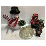 3 Pc Black Bear Decor; Christmas Decor; & More 3 Pc Black Bear Decor; Christmas Decor; & More
