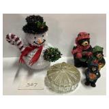 3 Pc Black Bear Decor; Christmas Decor; & More