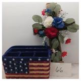 Wicker American Flag basket, Floral Cross Wicker American Flag basket, Floral Cross