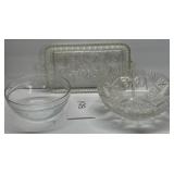 Vintage Mixed glass lot; serving tray & more