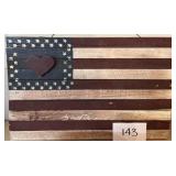 American / Americana Wooden Flag; 24x15