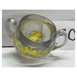 Vintage cream bowl with handles; yellow splatter Vintage cream bowl with handles; yellow splatter