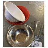 Large Strainer; pitcher; mixing bowls Large Strainer; pitcher; mixing bowls