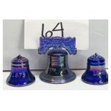 Vintage blue carnival glass liberty bells