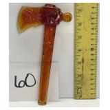 Degenhart Amber Glass Tomahawk Axe Paperweight Degenhart Amber Glass Tomahawk Axe Paperweight