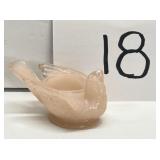 Vintage pink glass Bird w/ Berry open Salt holder Vintage pink glass Bird w/ Berry open Salt holder