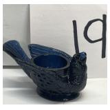 Vintage navy blue glass Bird w/ Berry open Salt