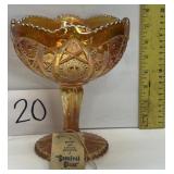 8" carnival glass candy dish; American homemade