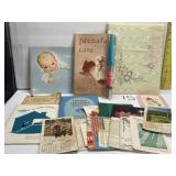 Vintage baby book; 1940s calendars & more