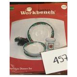 Santa�s work bench; (16) pc porcelain dinner set Santa�s work bench; (16) pc porcelain dinner set