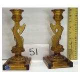 Imperial vintage amber glass fish candle holders Imperial vintage amber glass fish candle holders