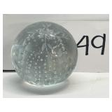 Vintage etched glass globe paper weight Vintage etched glass globe paper weight