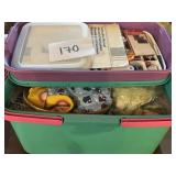 Container full of sewing supplies Container full of sewing supplies