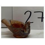 Carnival glass bird w: berry open salt holder Carnival glass bird w: berry open salt holder