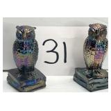 Vintage Bernard Boyd�s carnival glass owls; 3' Vintage Bernard Boyd�s carnival glass owls; 3'