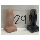 Vintage Bernard Boyd's pale pink & black glass owl Vintage Bernard Boyd's pale pink & black glass owl