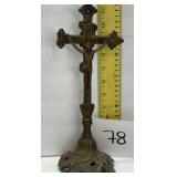 Vintage standing brass Jesus on a cross decor