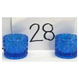 Vintage Degenhart Bright Blue Glass Daisy &