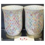 (2) CBK Hurricane Mosaic Glass Vase
