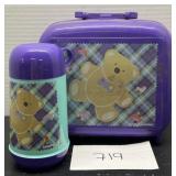 1991 plastic teddy bear lunch box w/ thermos