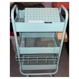 Teal rolling craft cart