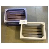 2 Decorative Wooden Bins 15x11x8