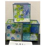 (3) decorative glass boxes / candle holders