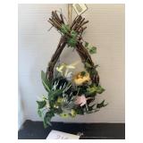 Lighted birds nest wreath