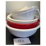 Mixing bowls and measuring cups
