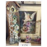 Mixed wall art; angel decor and more