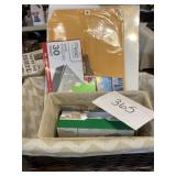 Decorative basket with office supplies